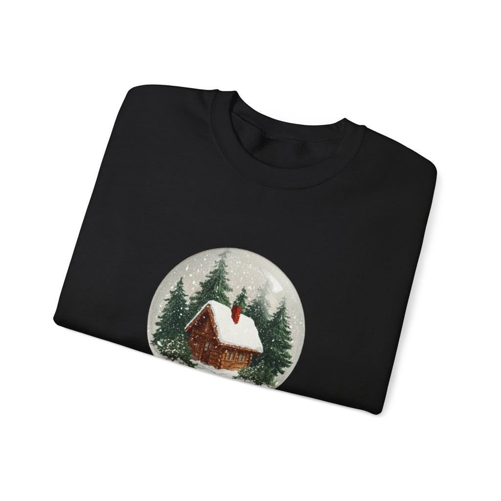 Christmas Snow Globe Sweatshirt – “Home Christmas” Cabin Crewneck