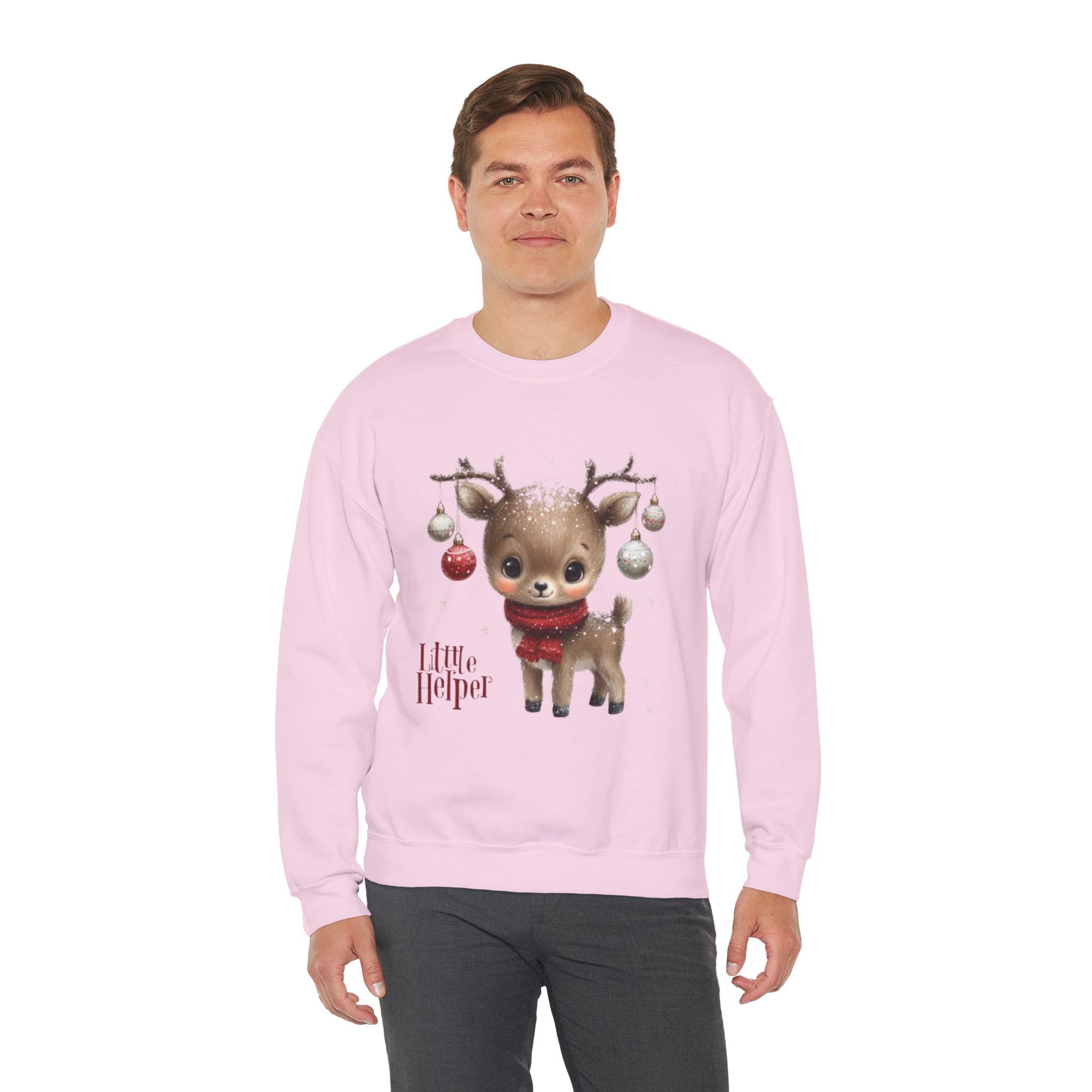 Christmas Reindeer Sweatshirt – 'Little Helper' Cute Holiday Crewneck