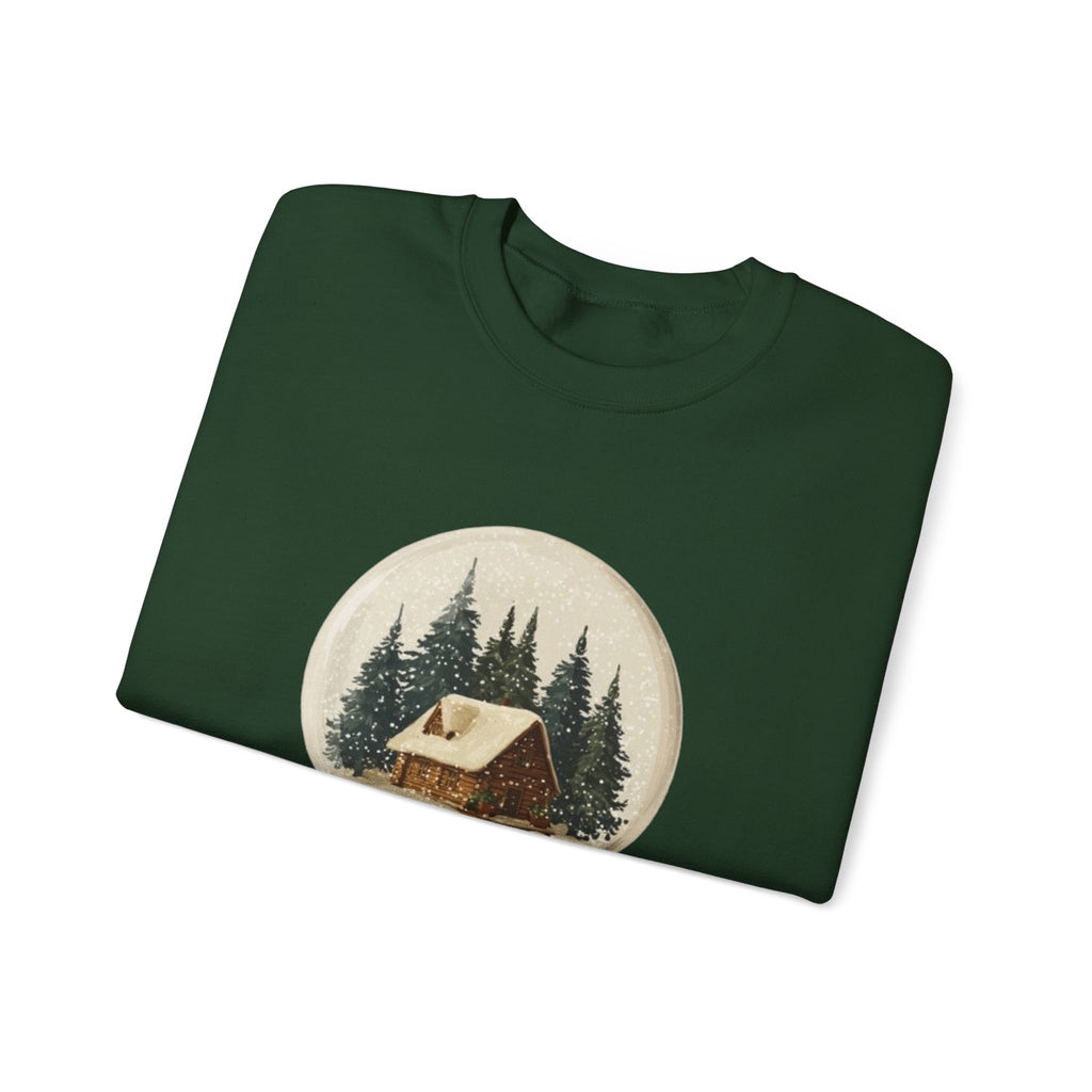 Christmas Snow Globe Sweatshirt — "Home Christmas" Cozy Cabin Crewneck