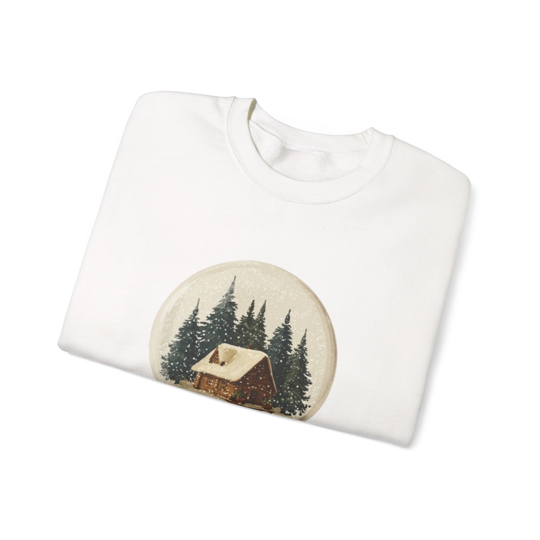 Christmas Snow Globe Sweatshirt — "Home Christmas" Cozy Cabin Crewneck