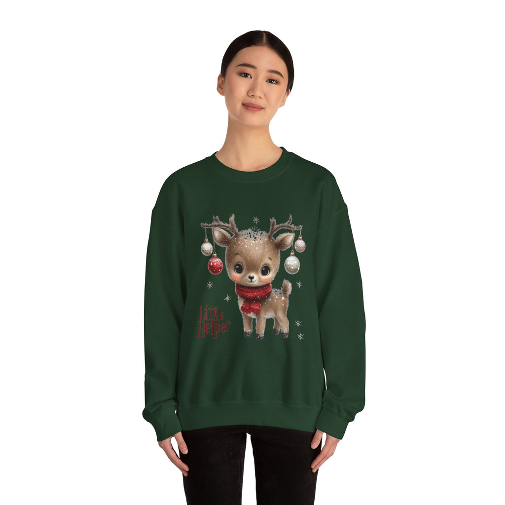 Christmas Reindeer Sweatshirt – 'Little Helper' Cute Holiday Crewneck