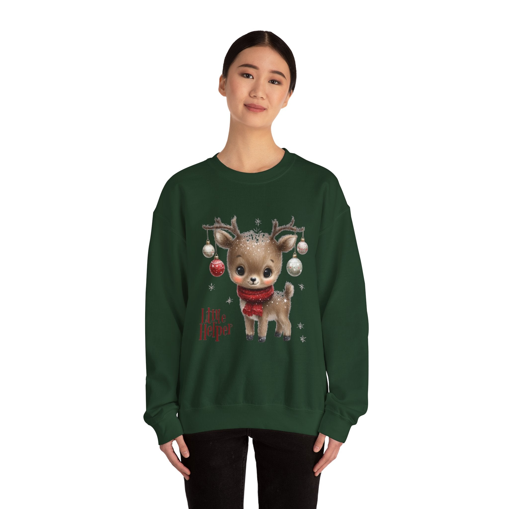 Christmas Reindeer Sweatshirt – 'Little Helper' Cute Holiday Crewneck