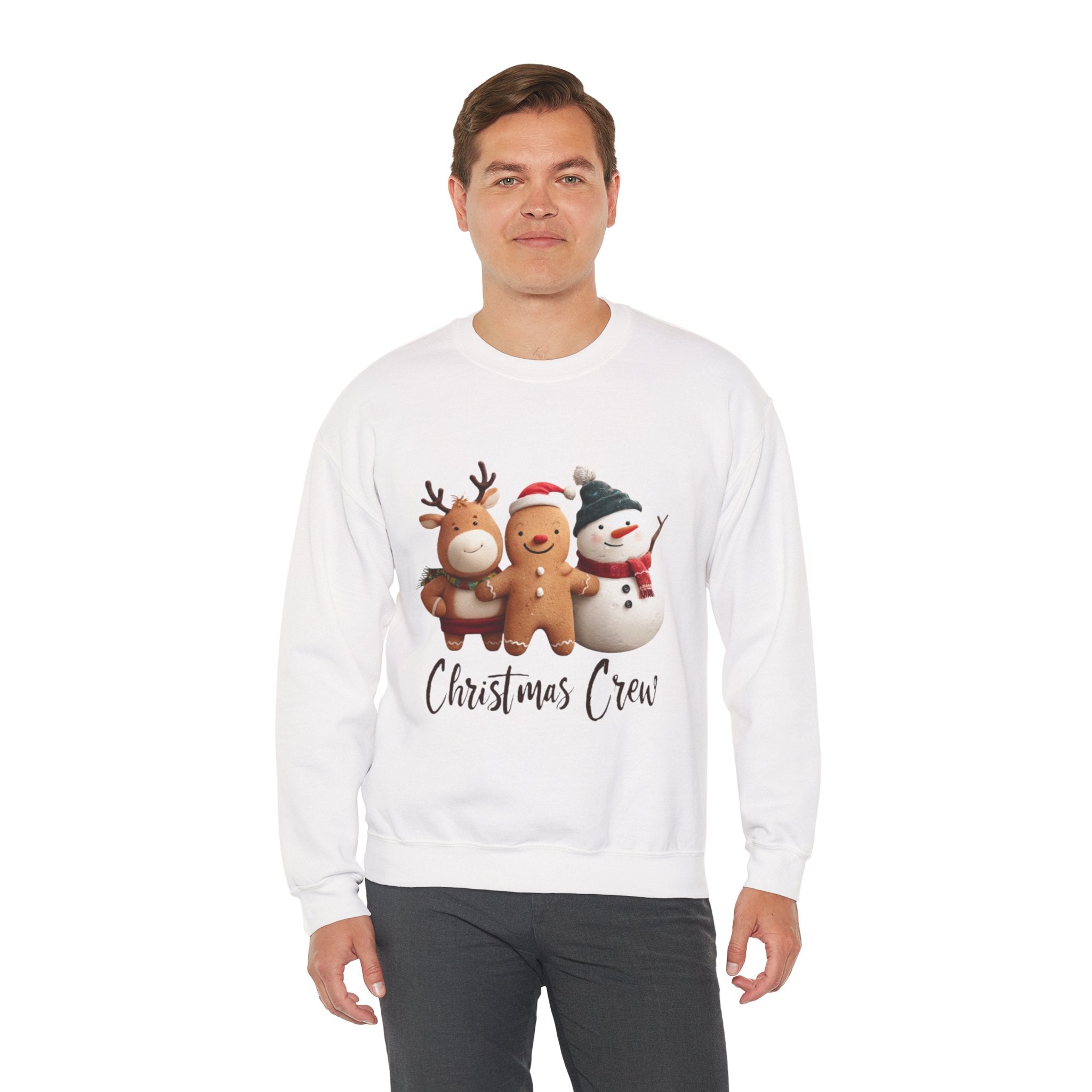 Christmas Crew Sweatshirt — Cute Gingerbread, Reindeer & Snowman Holiday Pullover