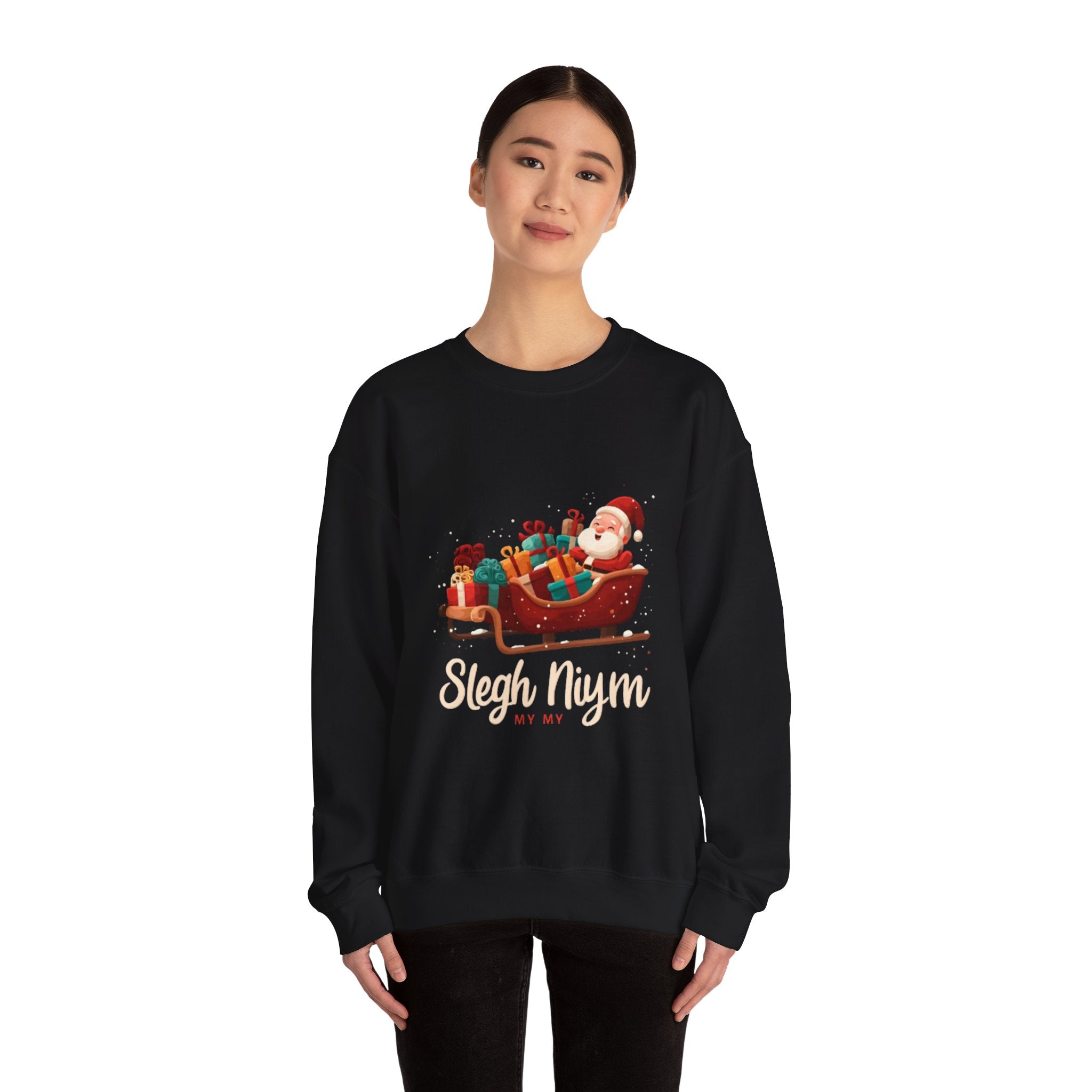 Christmas Santa Sleigh Crewneck Sweatshirt — "Sleigh Niym" Holiday Graphic