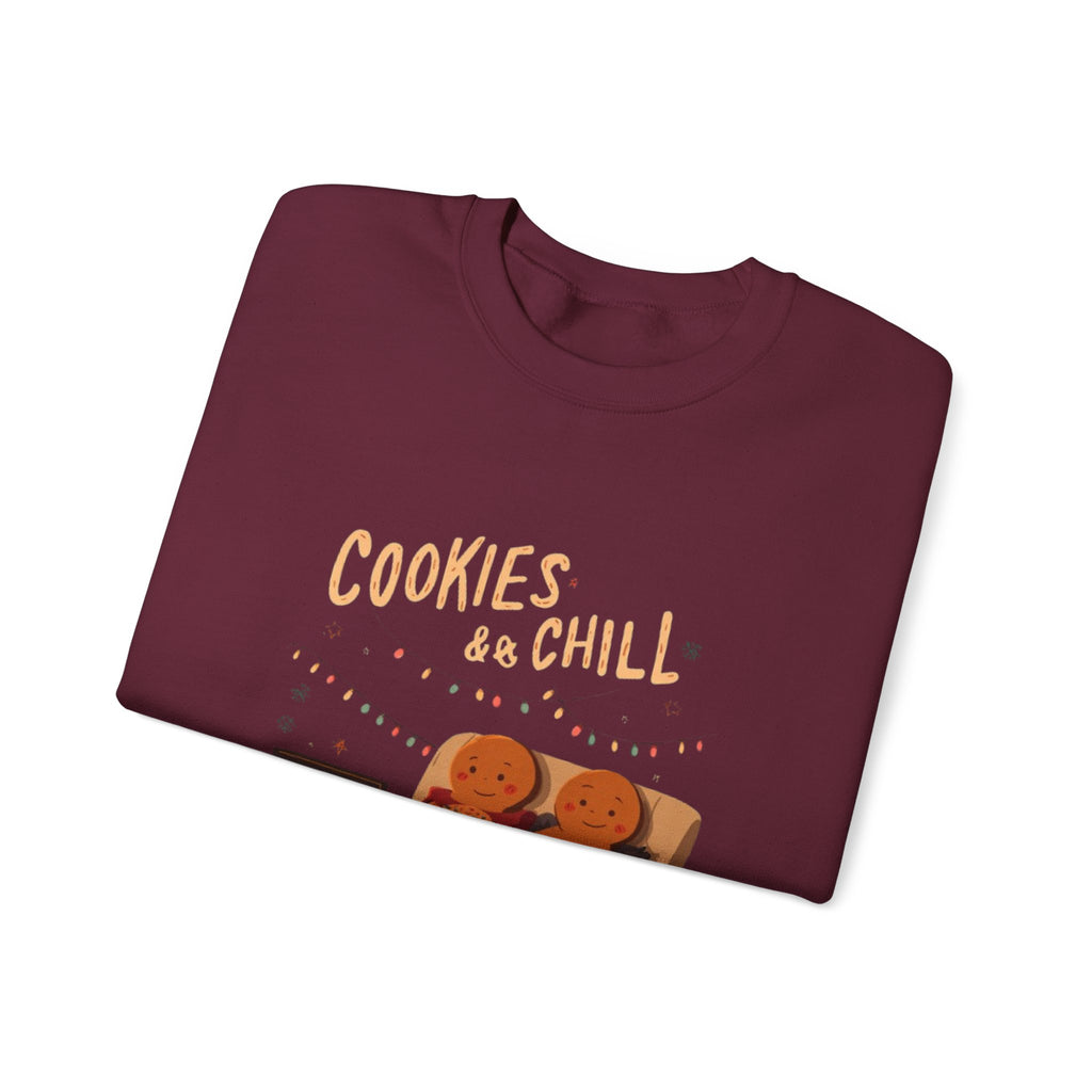 Cookies & Chill Sweatshirt — Cute Gingerbread Movie Night Crewneck