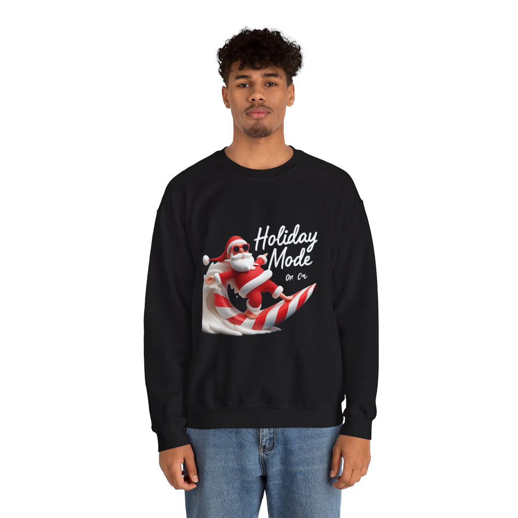 Santa Surfing Candy Cane Crewneck Sweatshirt
