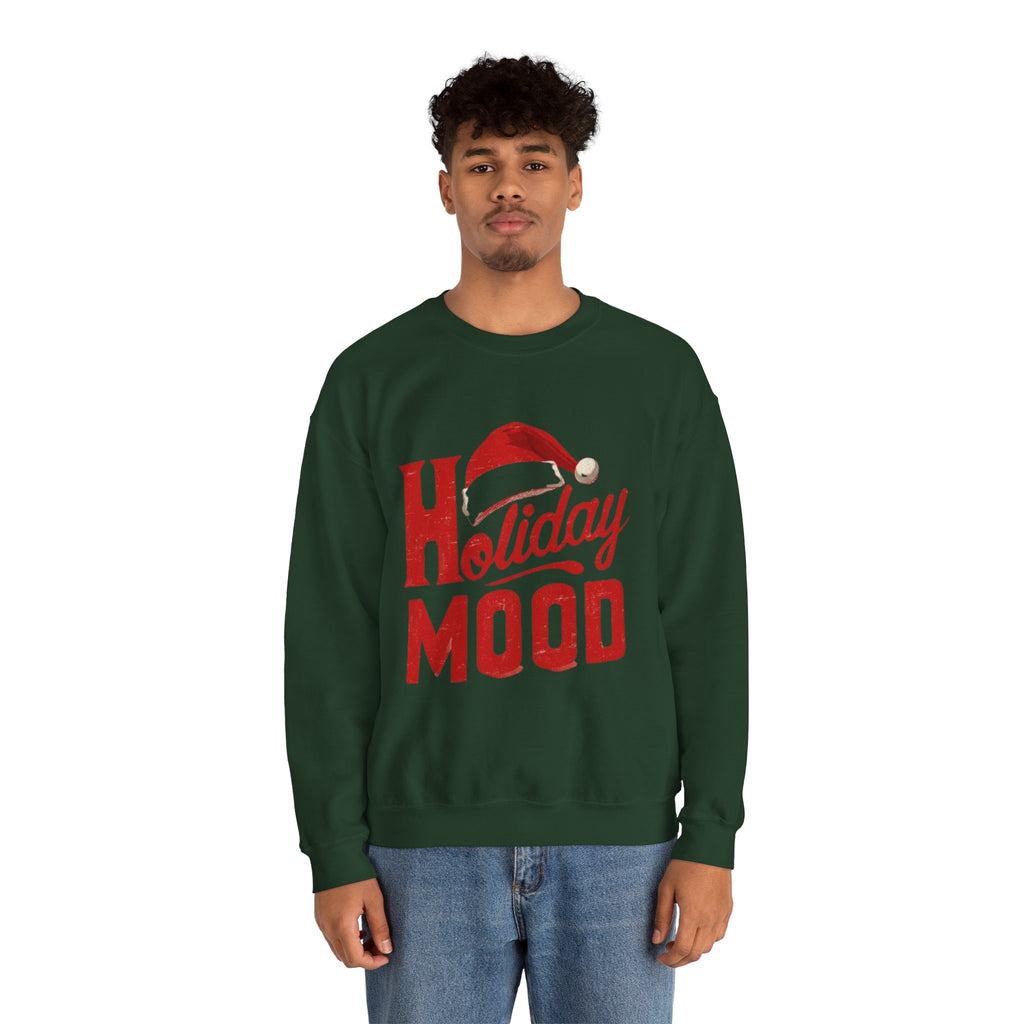 Holiday Mood Sweatshirt – Festive Santa Hat Christmas Crewneck