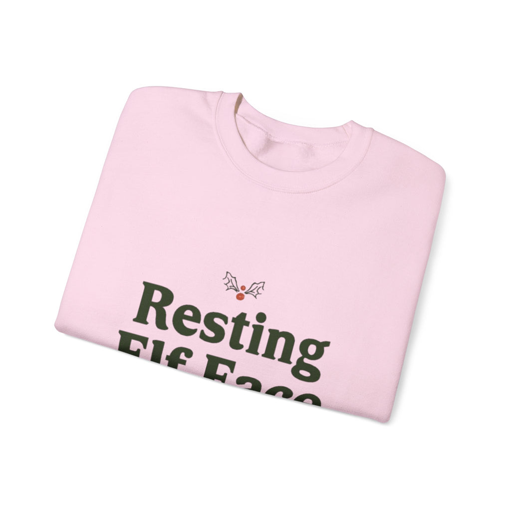 Sweatshirt — "Resting Elf Face" Holiday Crewneck, Funny Christmas Sweatshirt