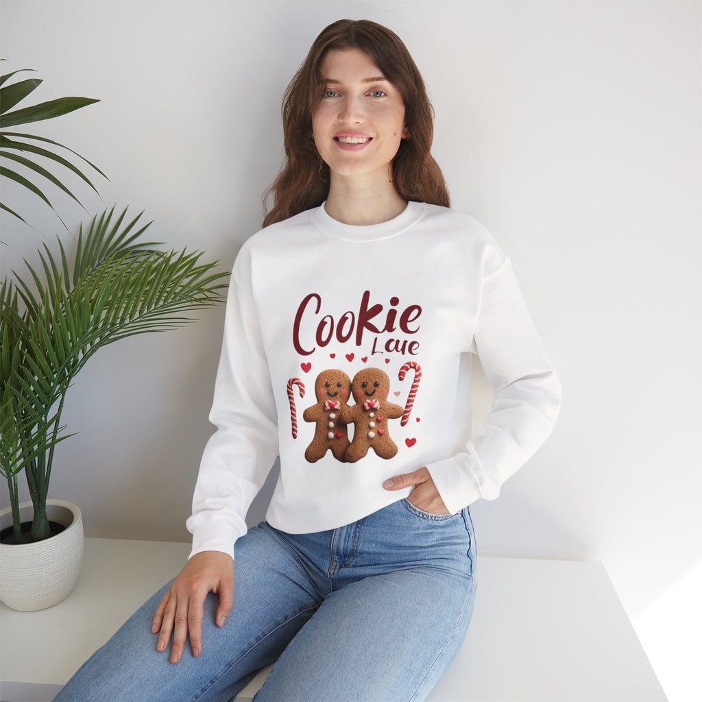Crewneck Sweatshirt — "Cookie Love" Gingerbread Couple Holiday Sweater