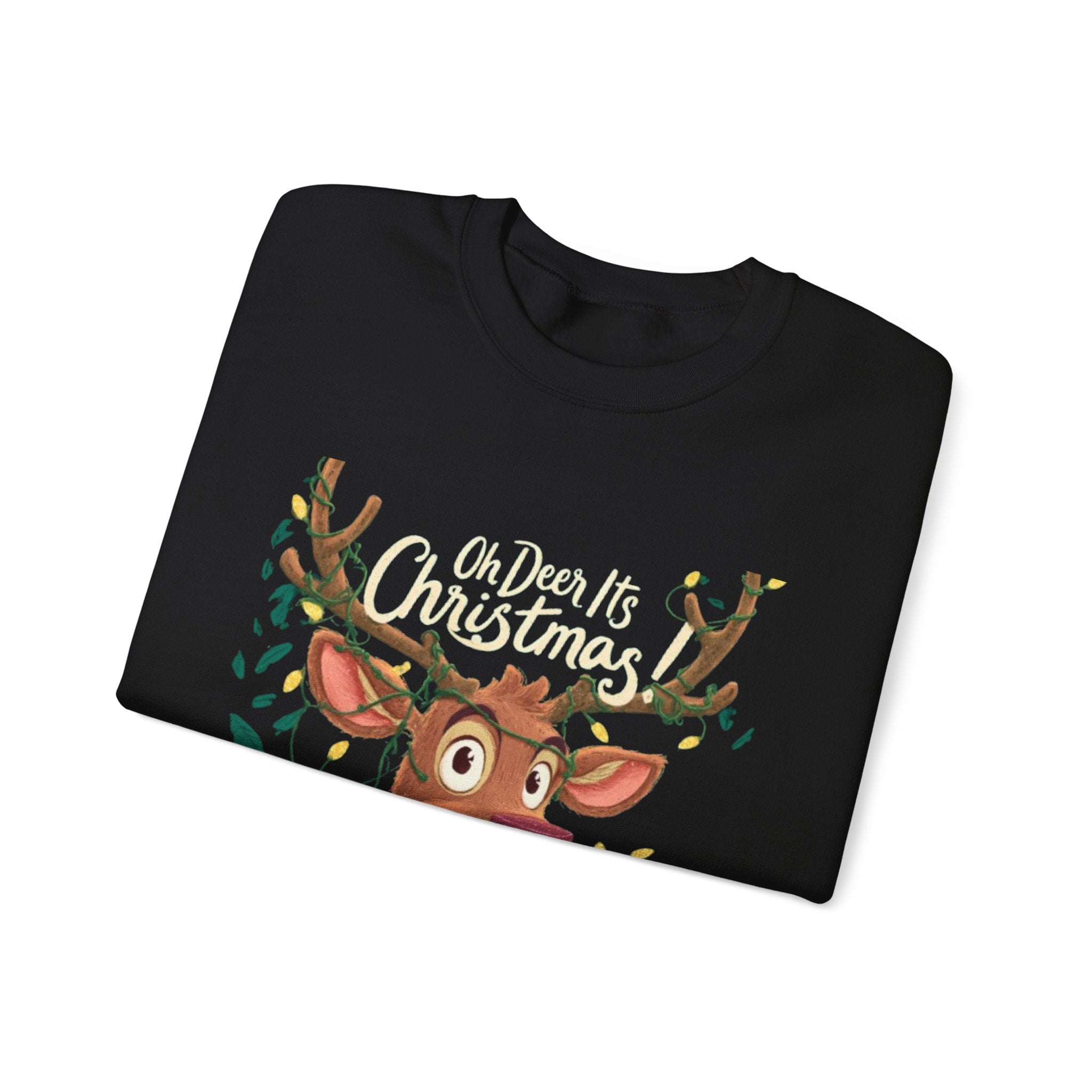 Christmas Reindeer Sweatshirt – "Oh Deer It's Christmas" Cute Holiday Crewneck