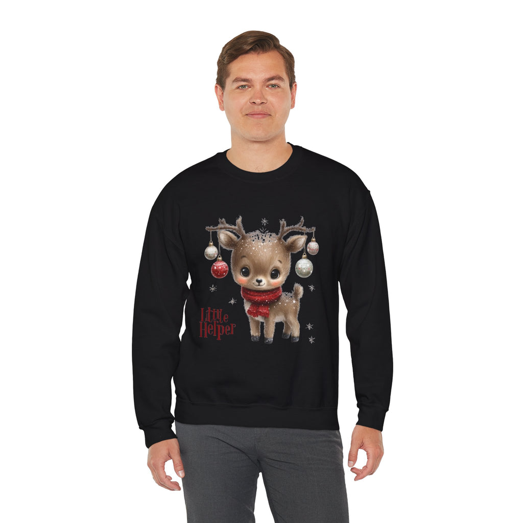 Christmas Reindeer Sweatshirt – 'Little Helper' Cute Holiday Crewneck
