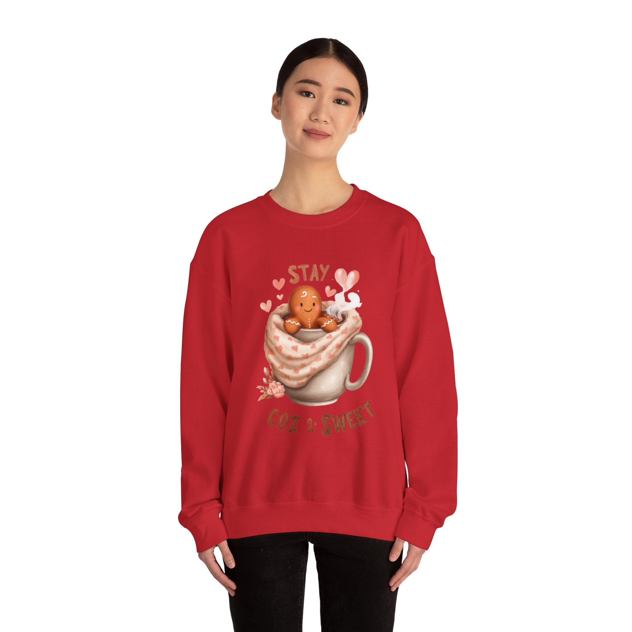 Sweatshirt — "Stay Coz & Sweet" Hot Cocoa Gingerbread Crewneck