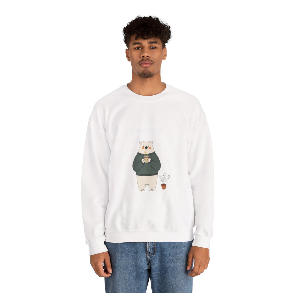 Bear with Coffee Crewneck Sweatshirt — Cozy Cute Graphic Pullover