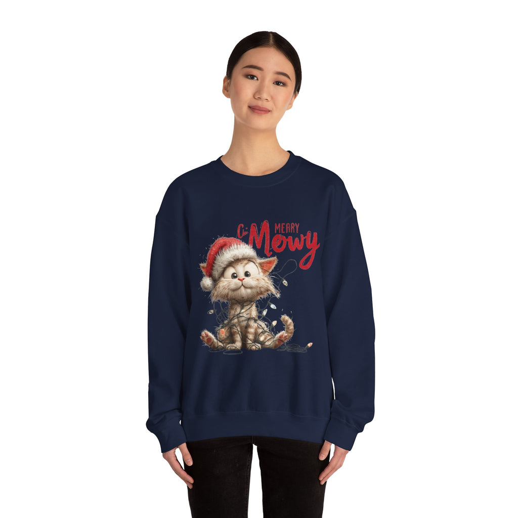Merry Mewry Cat Sweatshirt — Cute Christmas Kitty Crewneck