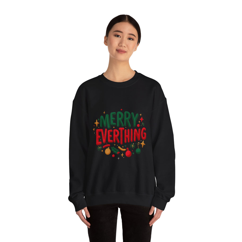 Merry Everything Crewneck Sweatshirt — Festive Holiday Graphic Pullover