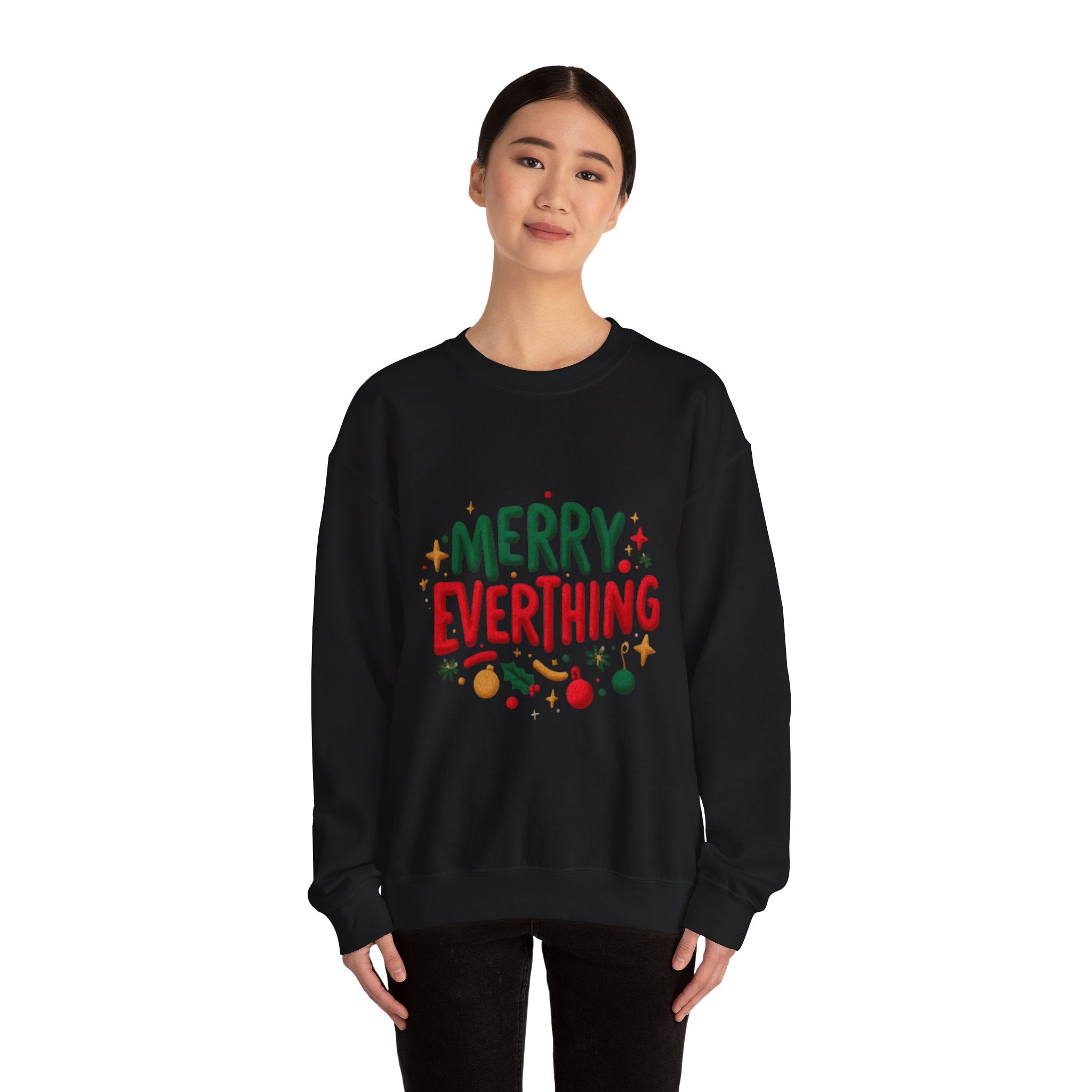 Merry Everything Crewneck Sweatshirt — Festive Holiday Graphic Pullover