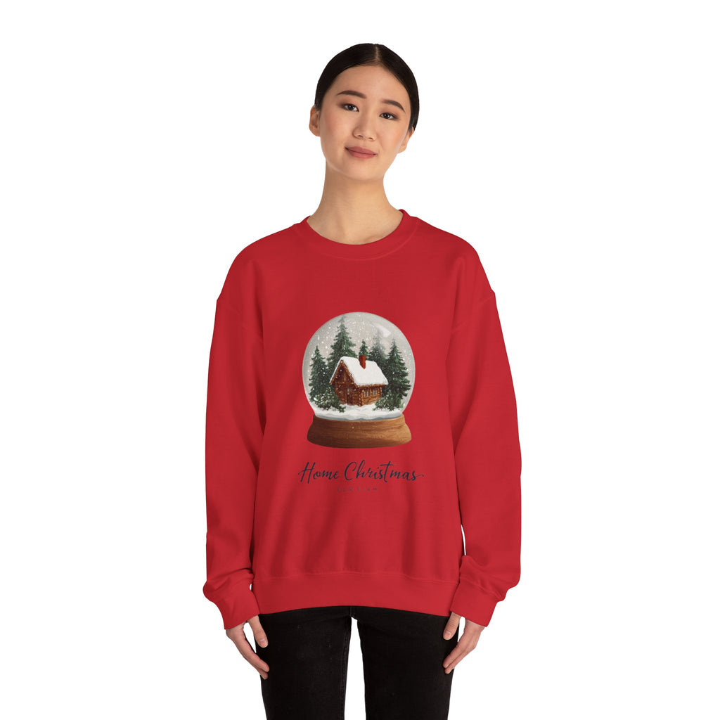 Christmas Snow Globe Sweatshirt – “Home Christmas” Cabin Crewneck