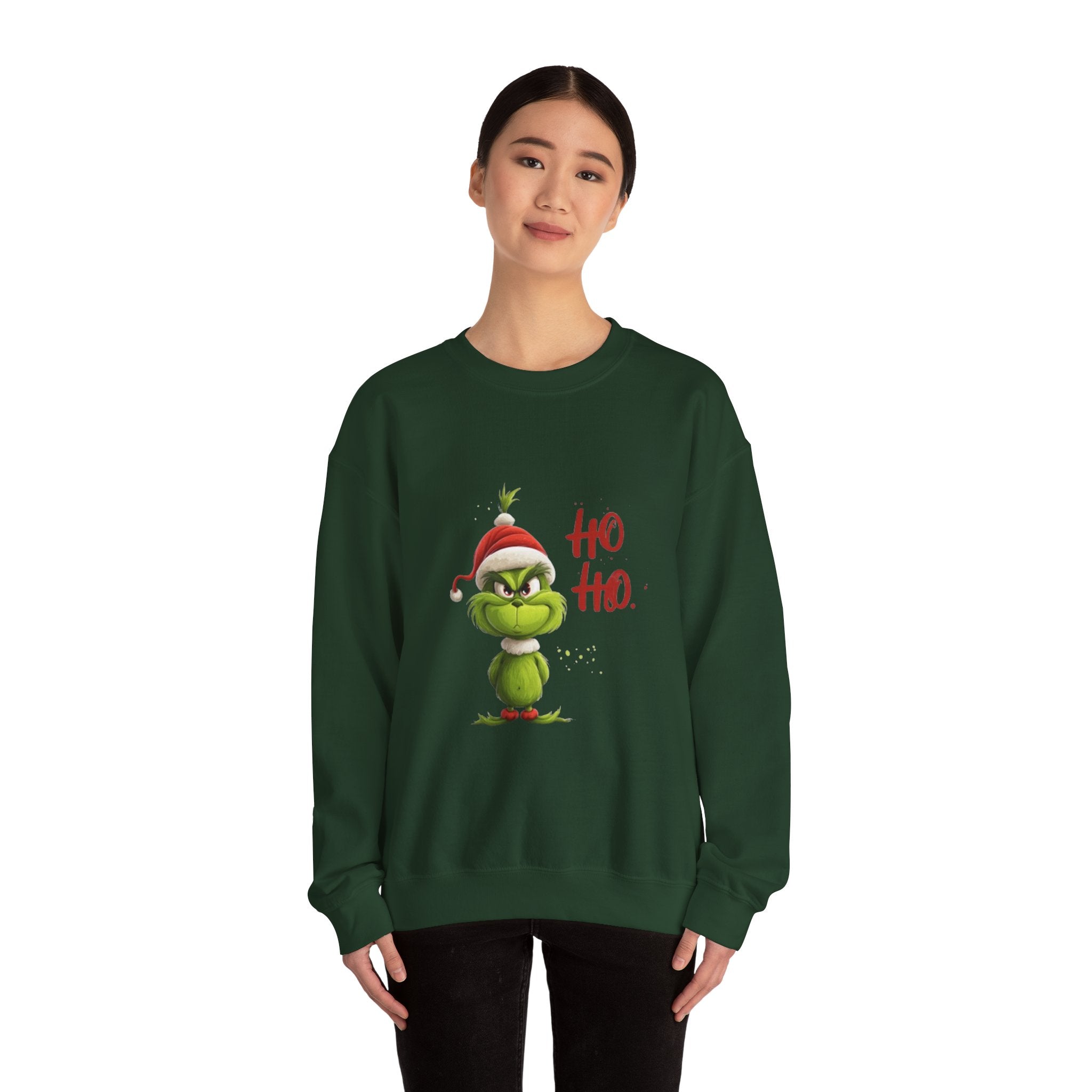 Grumpy Grinch Christmas Sweatshirt – "Ho Ho." Holiday Crewneck