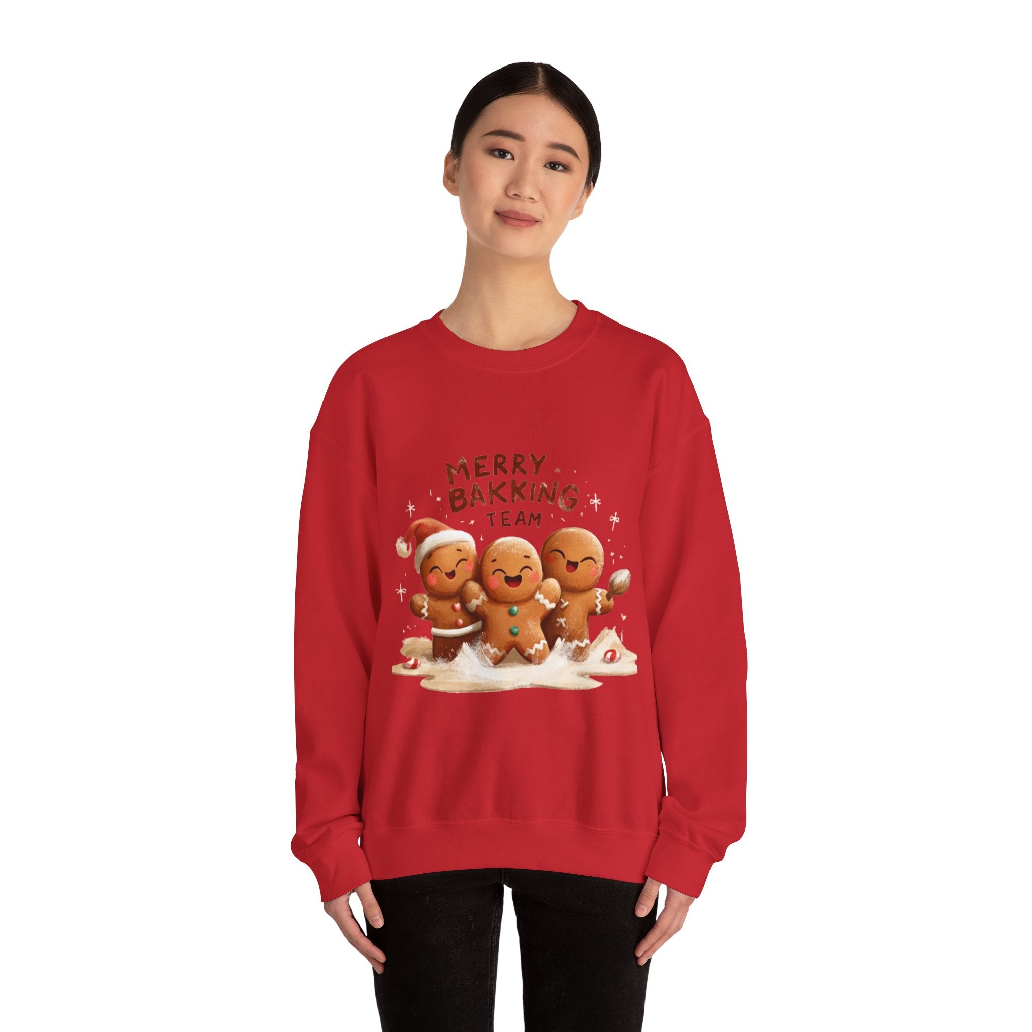Holiday Sweatshirt - "Merry Baking Team" Gingerbread Crewneck