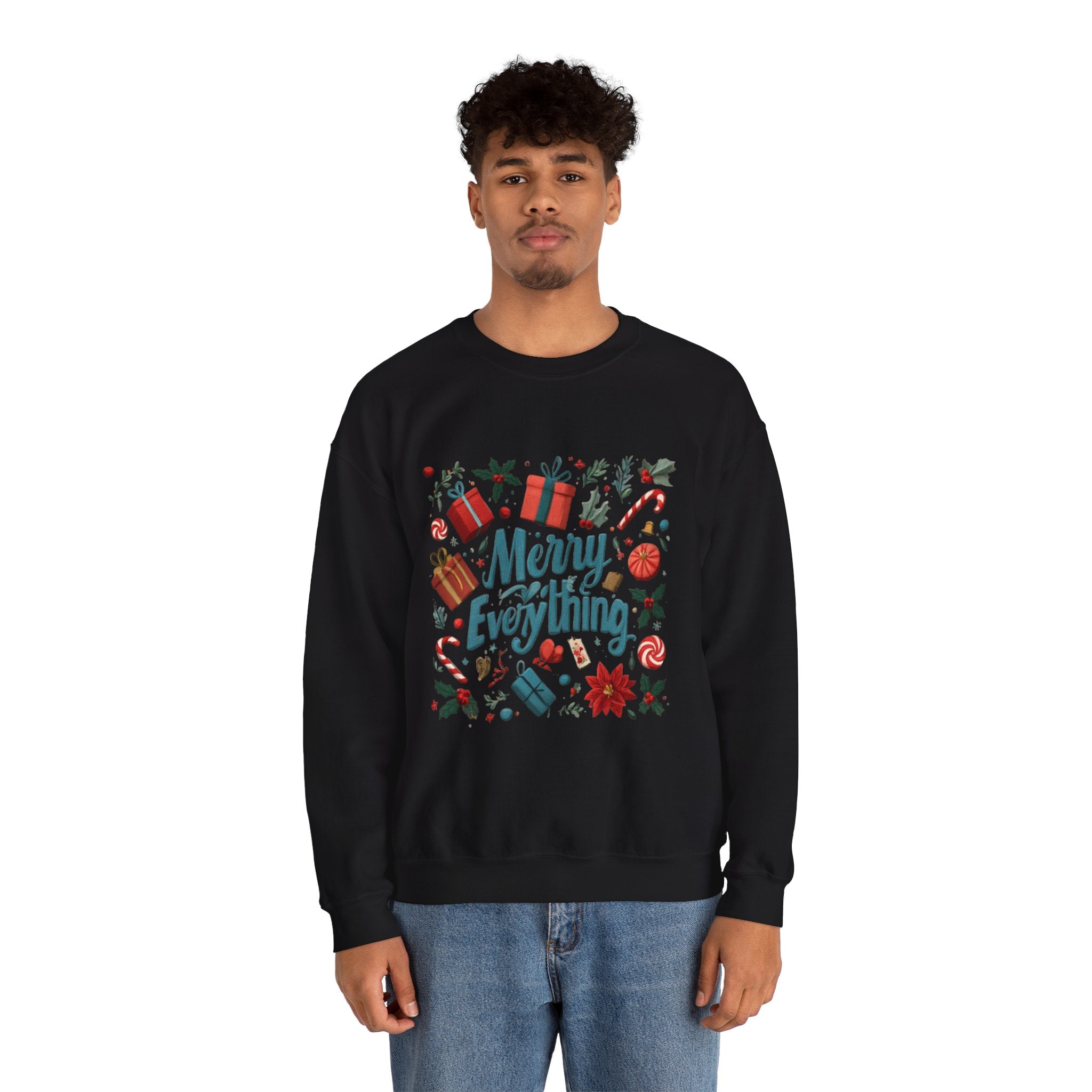 Crewneck Sweatshirt - Merry Everything Holiday Graphic Sweatshirt