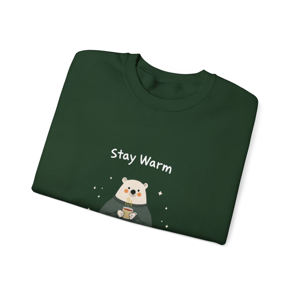 Bear with Coffee Crewneck Sweatshirt — Cozy Cute Graphic Pullover