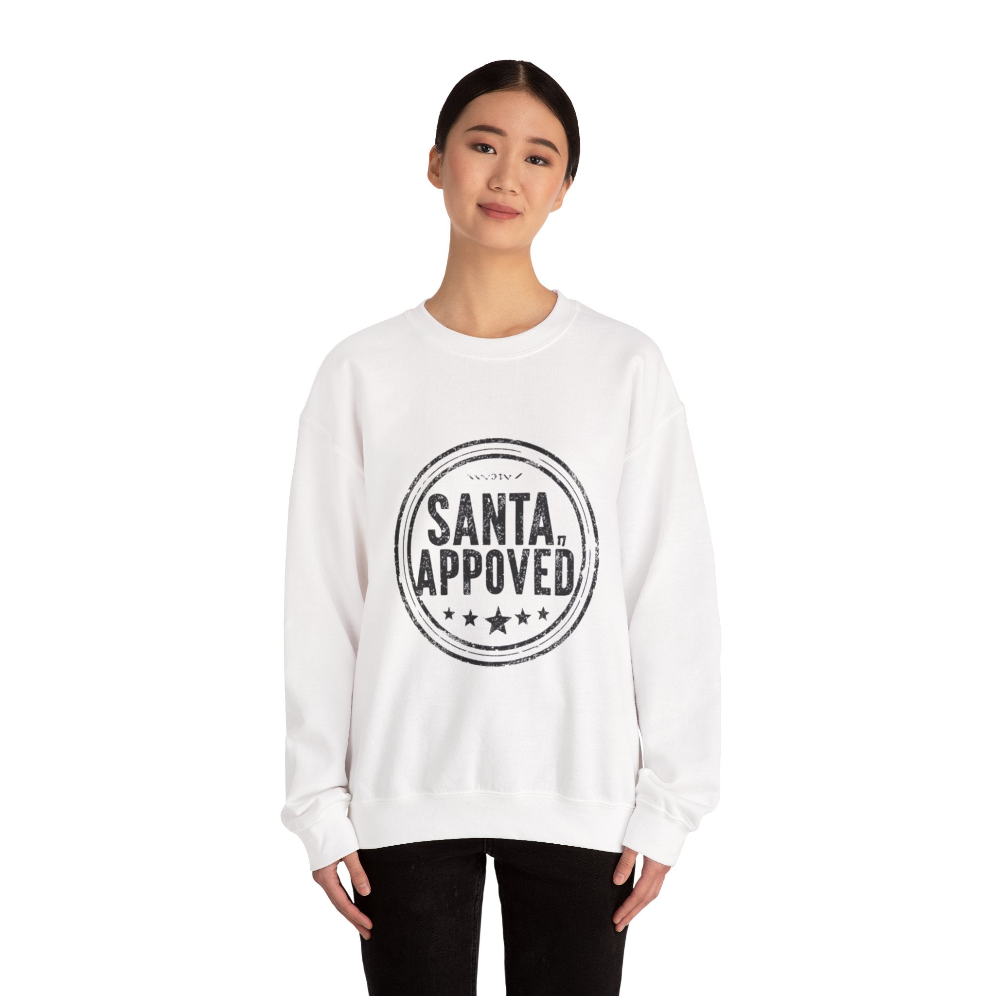 Santa Approved Crewneck Sweatshirt - Vintage Christmas Stamp Design