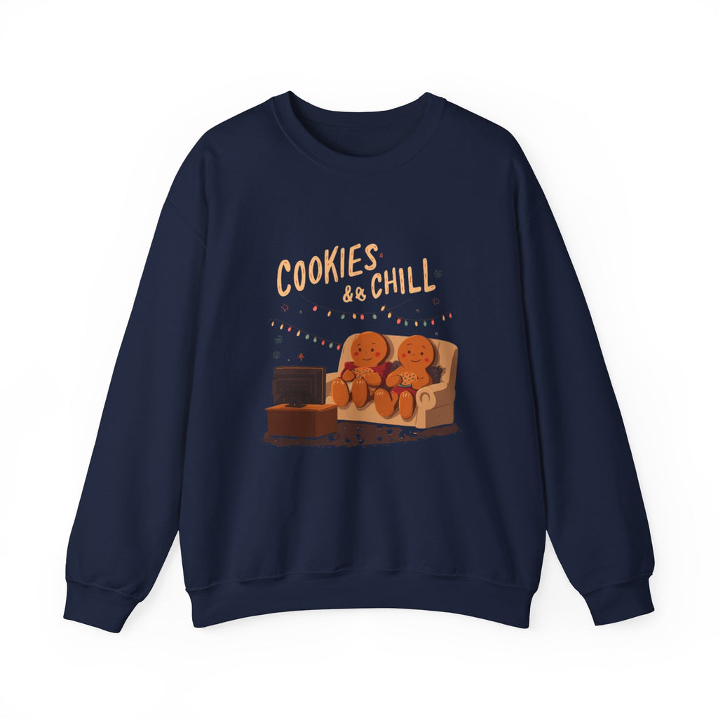 Cookies & Chill Sweatshirt — Cute Gingerbread Movie Night Crewneck