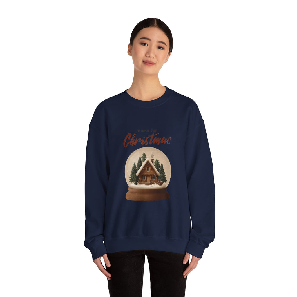 Christmas Snow Globe Crewneck Sweatshirt — "Home for Christmas" Cabin Design