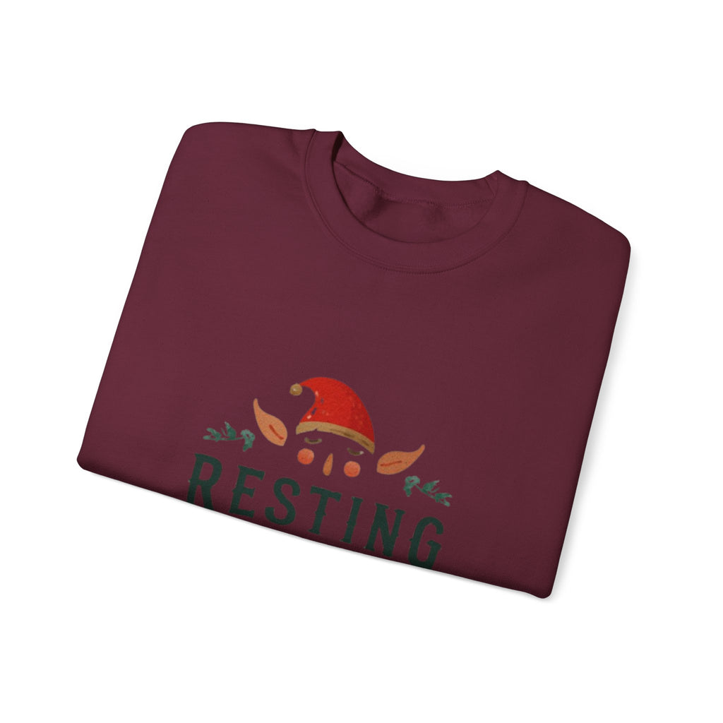 Resting Face Christmas Sweatshirt — Funny Holiday Elf Crewneck