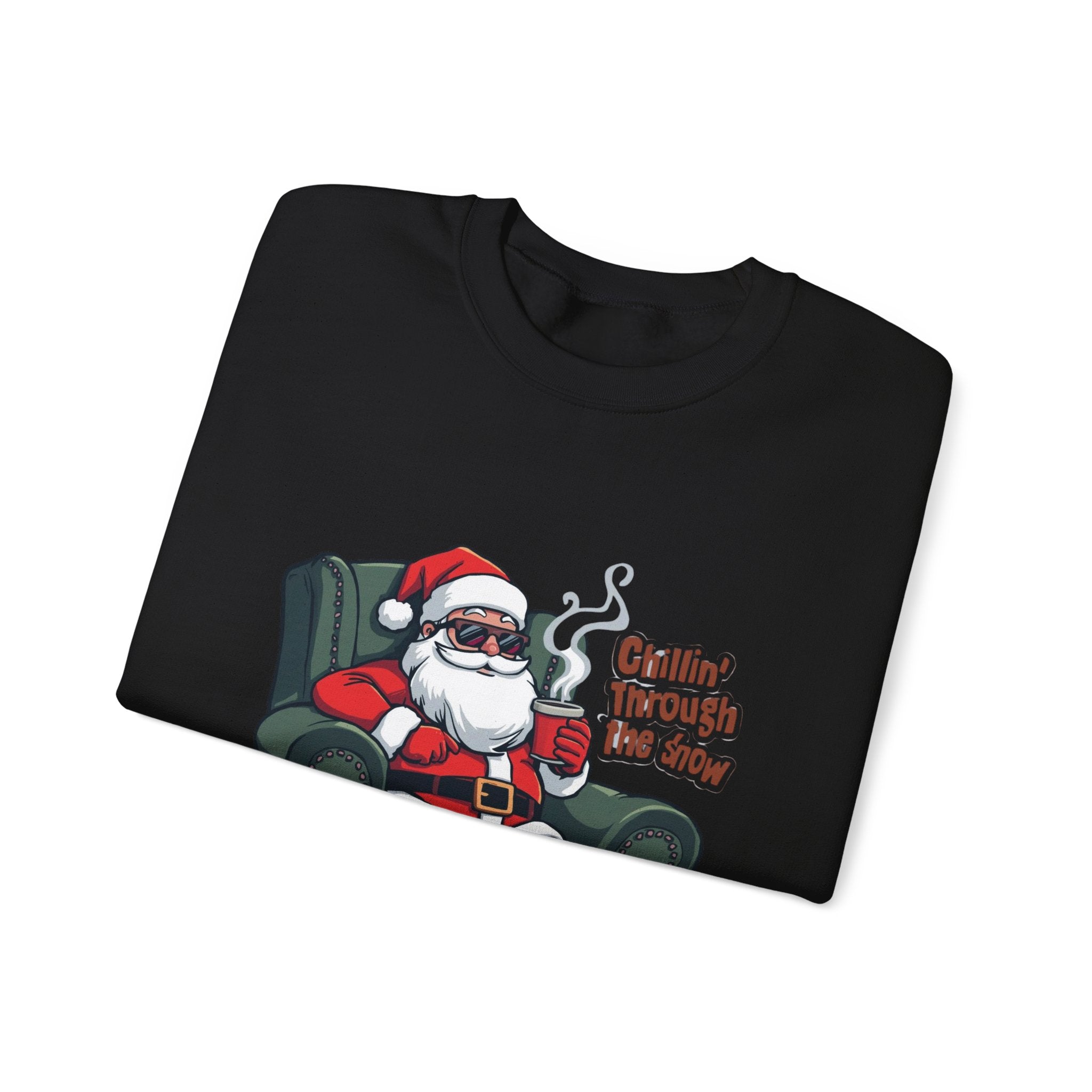 Chillin' Through the Snow Crewneck Sweatshirt — Relaxed Santa Christmas Pullover