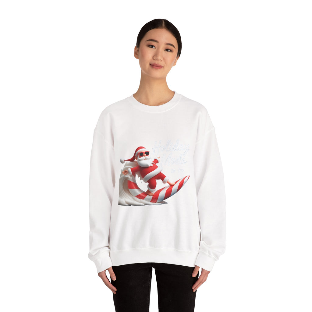 Santa Surfing Candy Cane Crewneck Sweatshirt