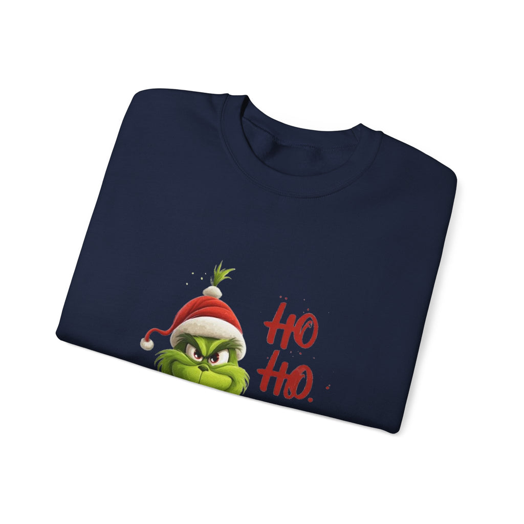 Grumpy Grinch Christmas Sweatshirt – "Ho Ho." Holiday Crewneck