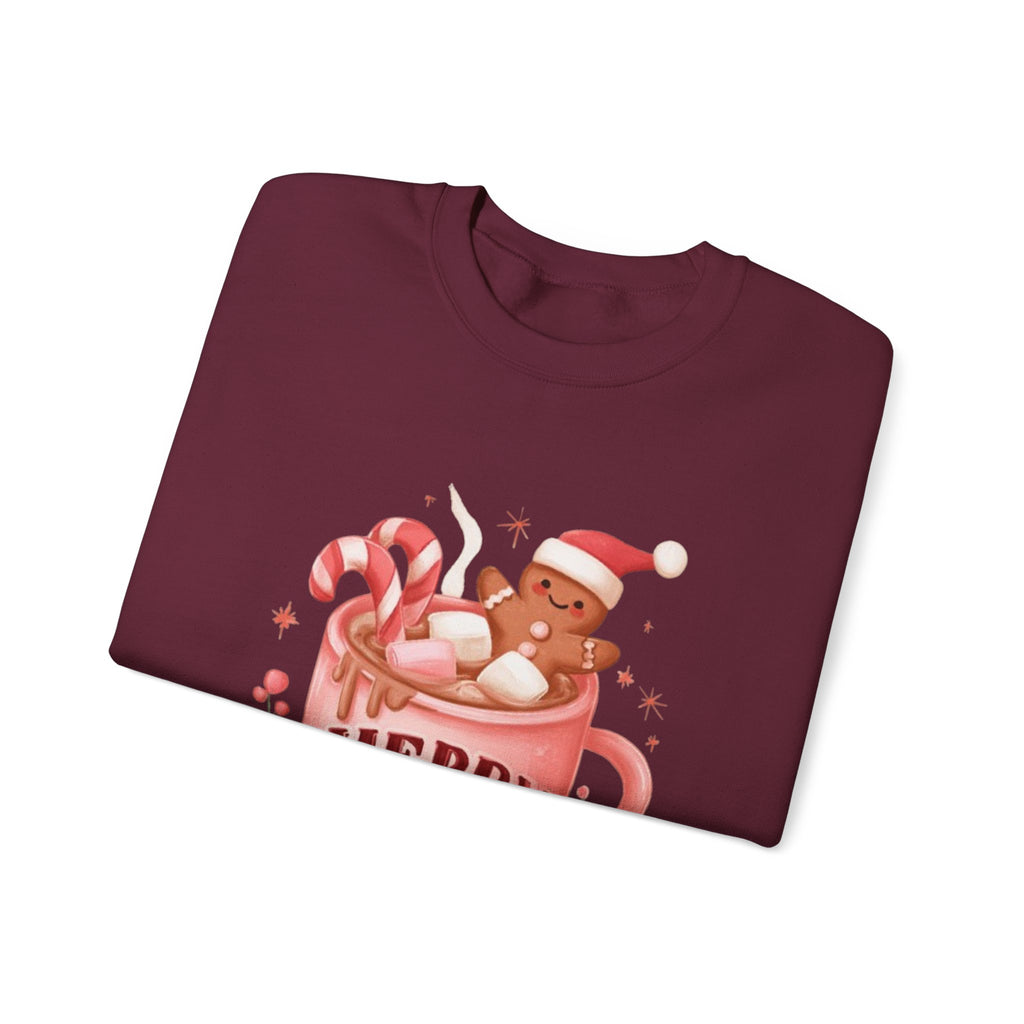 Merry & Bright Sweatshirt — Cute Holiday Cocoa Bear Crewneck