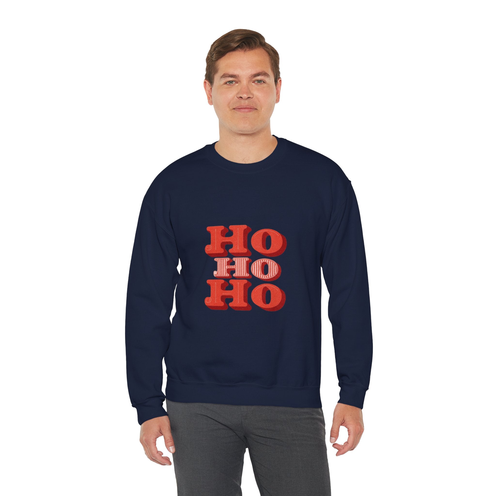 Holiday Crewneck Sweatshirt – Retro 'HO HO HO' Christmas Sweatshirt