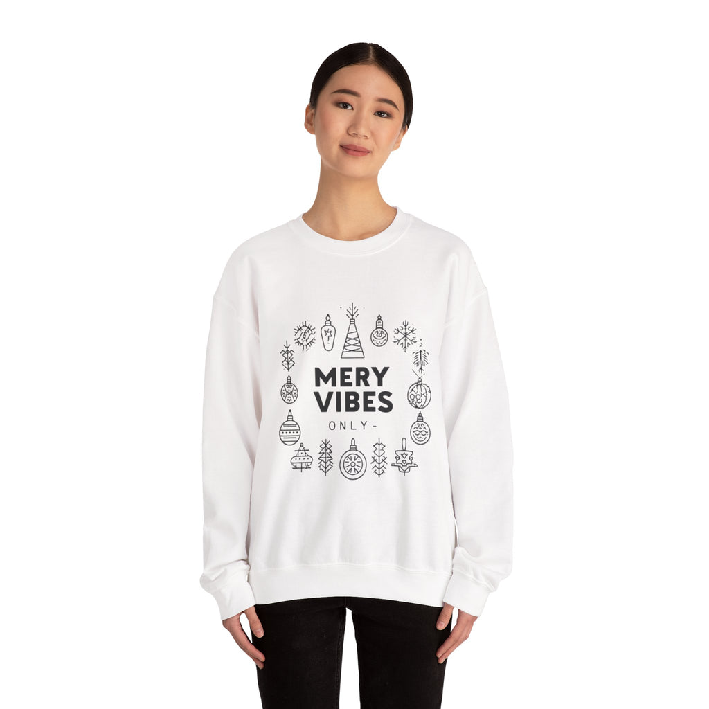 Sweatshirt — "Mery Vibes Only" Christmas Ornament Holiday Crewneck