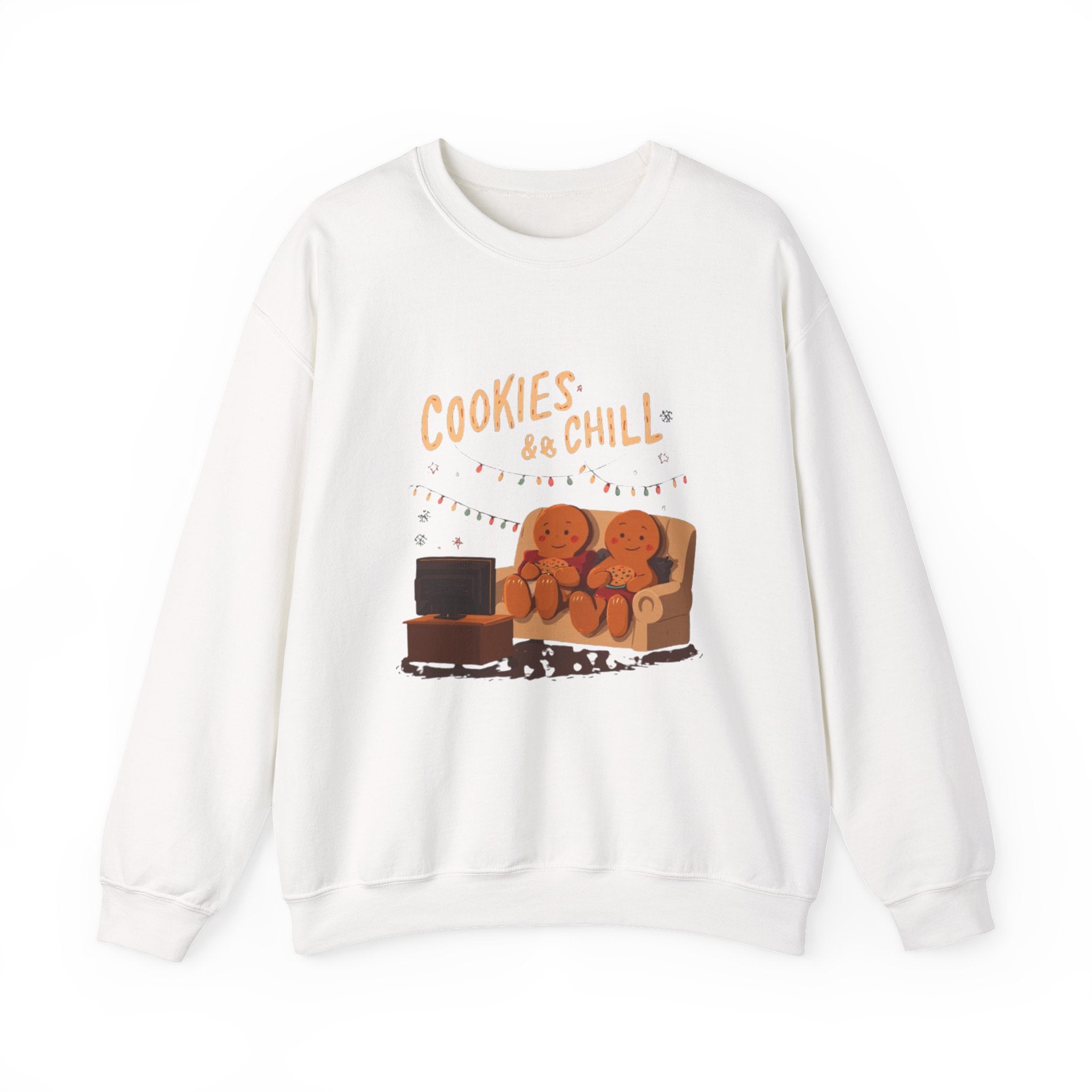 Cookies & Chill Sweatshirt — Cute Gingerbread Movie Night Crewneck