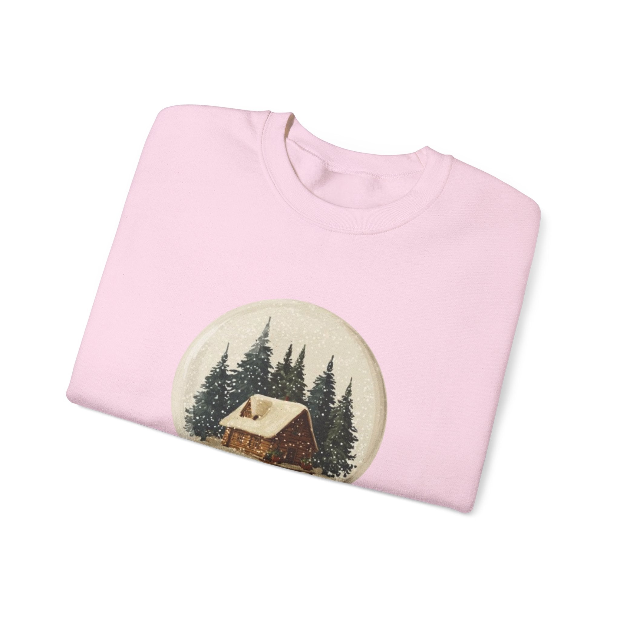 Christmas Snow Globe Sweatshirt — "Home Christmas" Cozy Cabin Crewneck