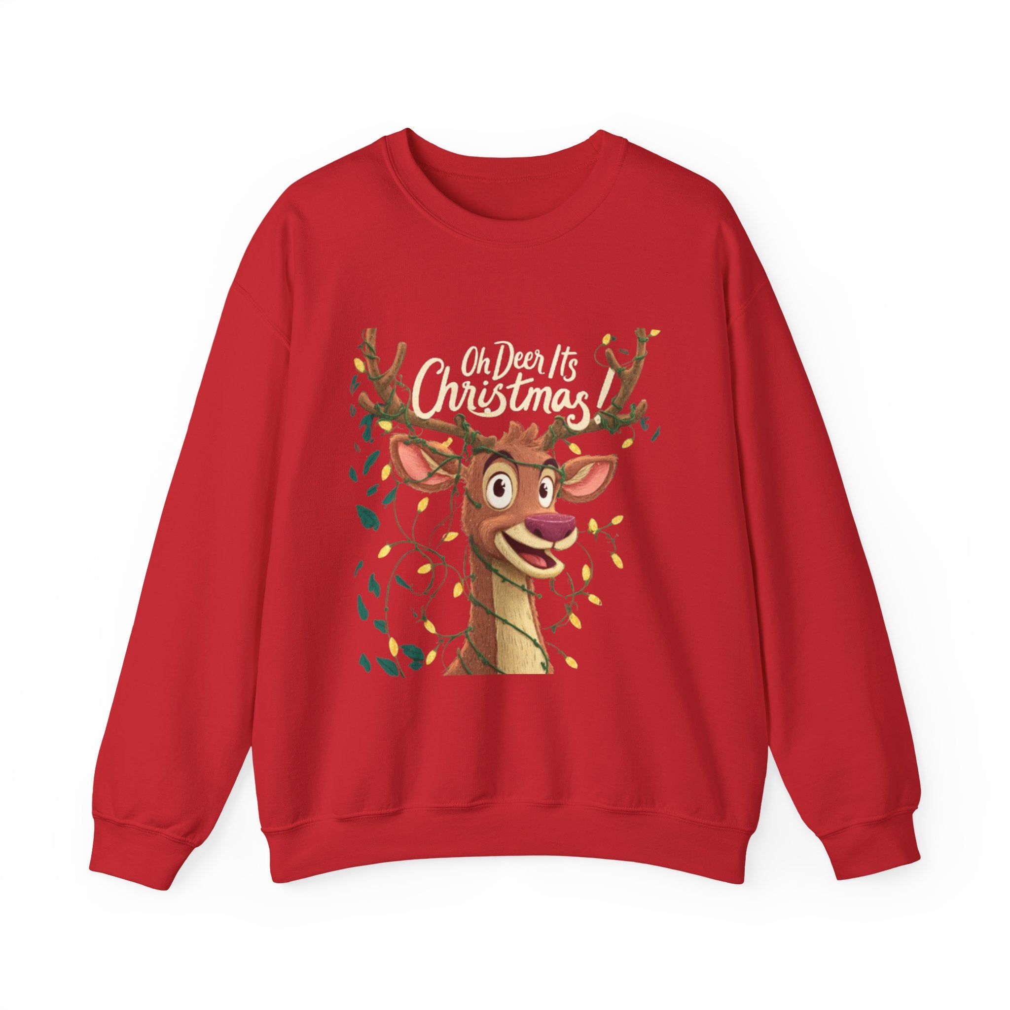 Christmas Reindeer Sweatshirt – "Oh Deer It's Christmas" Cute Holiday Crewneck