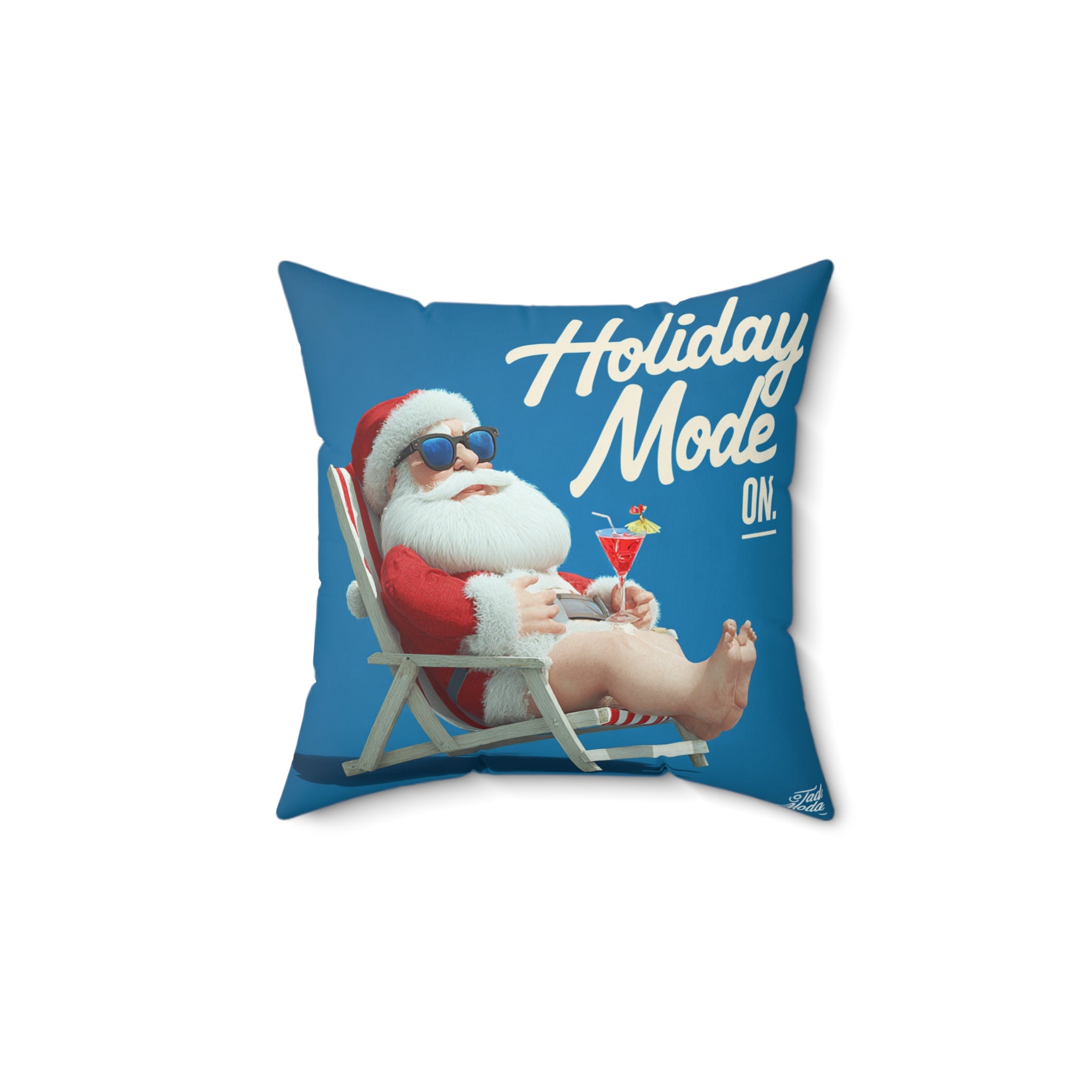 Holiday Mode On Pillow — Relaxed Santa Beach Throw Pillow