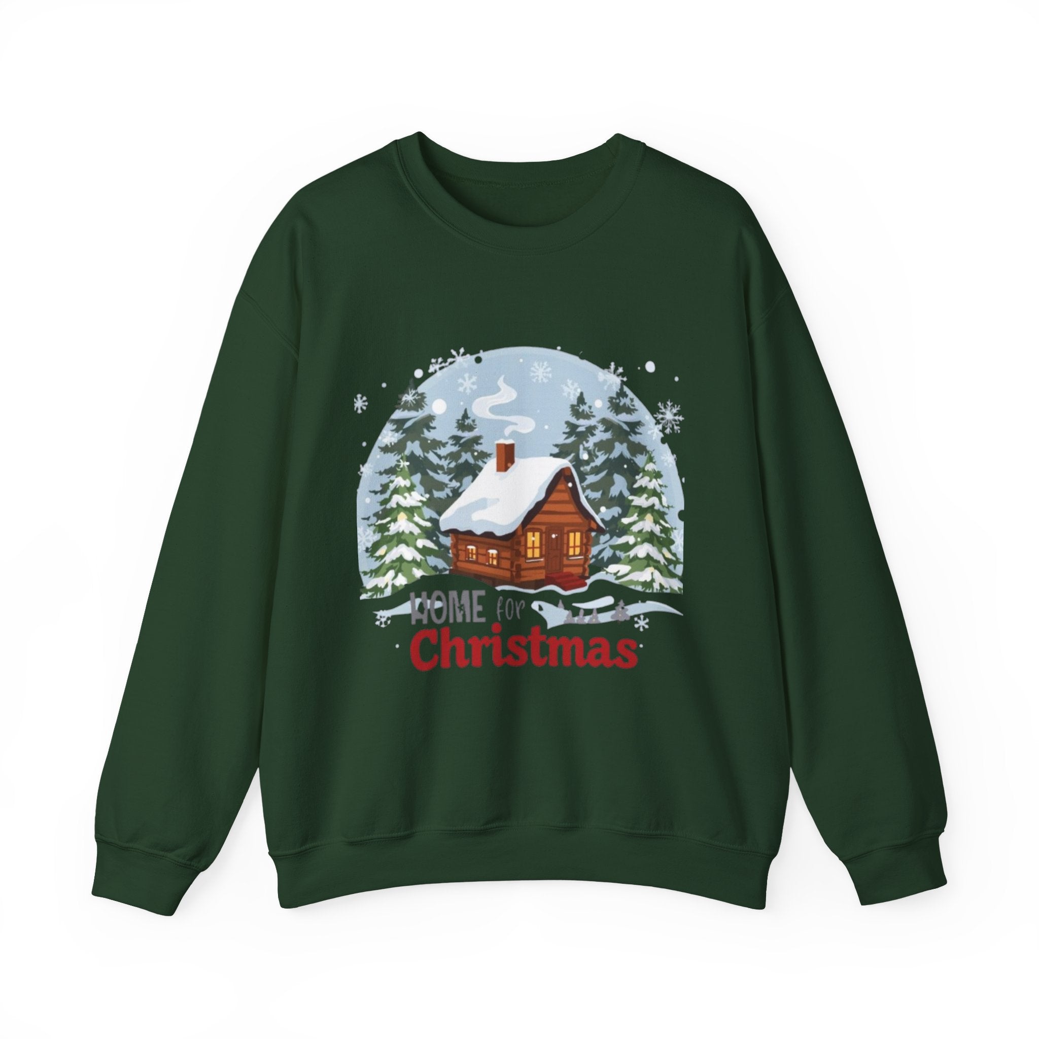Christmas Cabin Sweatshirt – "Home for Christmas" Cozy Holiday Crewneck
