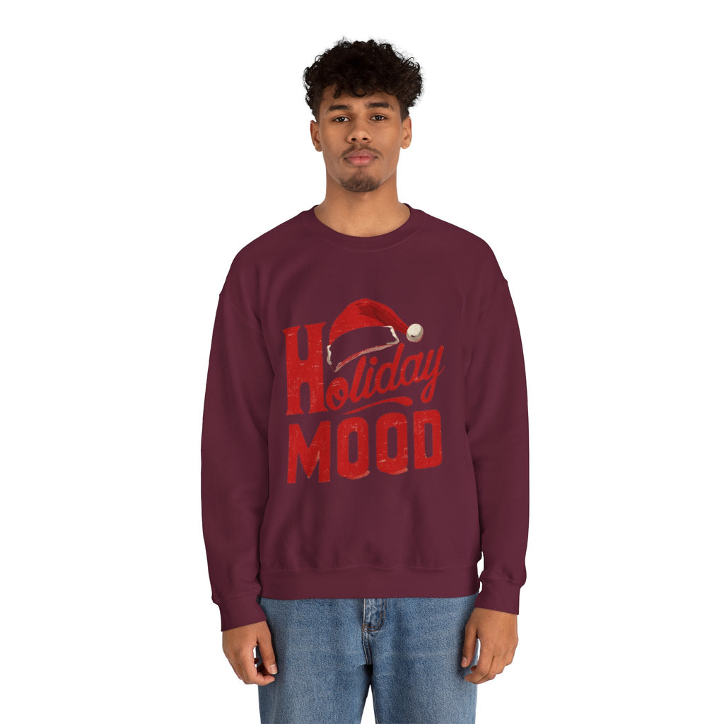 Holiday Mood Sweatshirt – Festive Santa Hat Christmas Crewneck