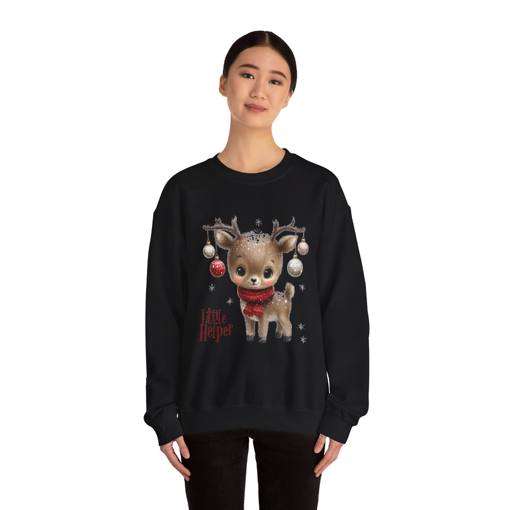 Christmas Reindeer Sweatshirt – 'Little Helper' Cute Holiday Crewneck