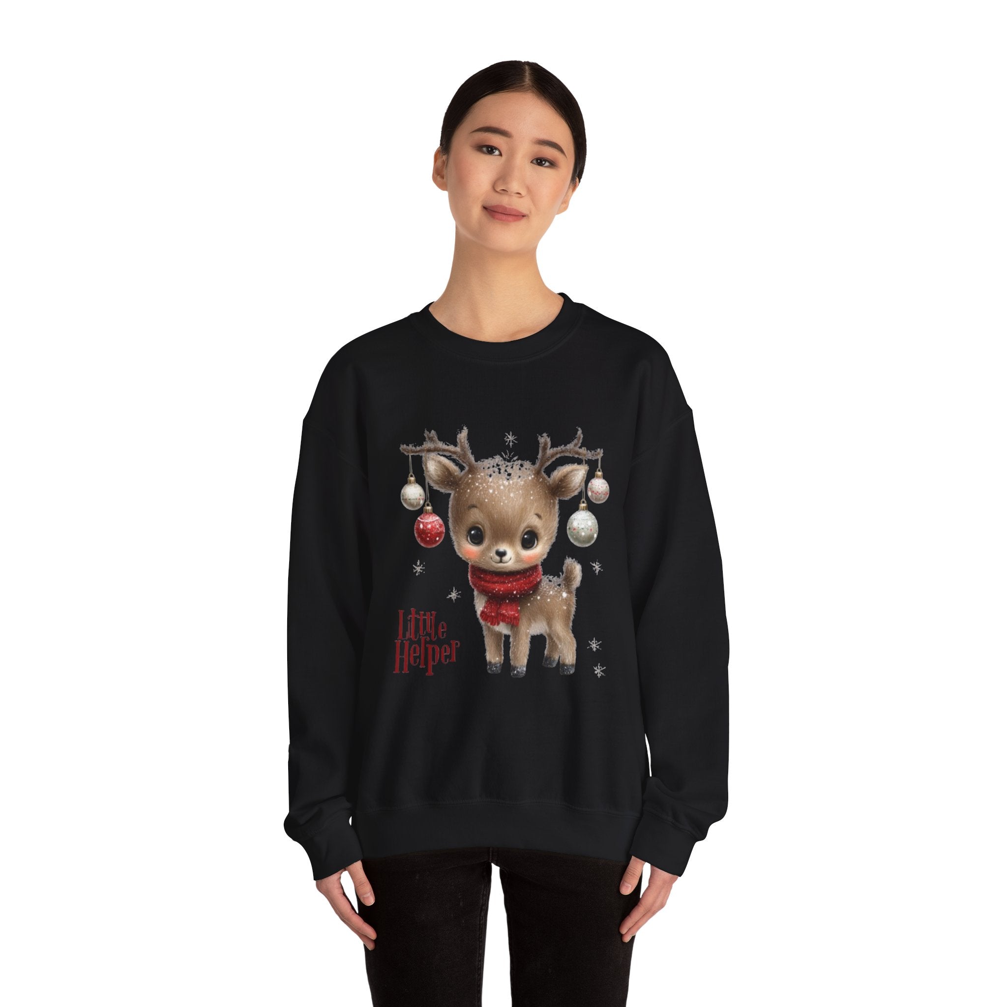 Christmas Reindeer Sweatshirt – 'Little Helper' Cute Holiday Crewneck