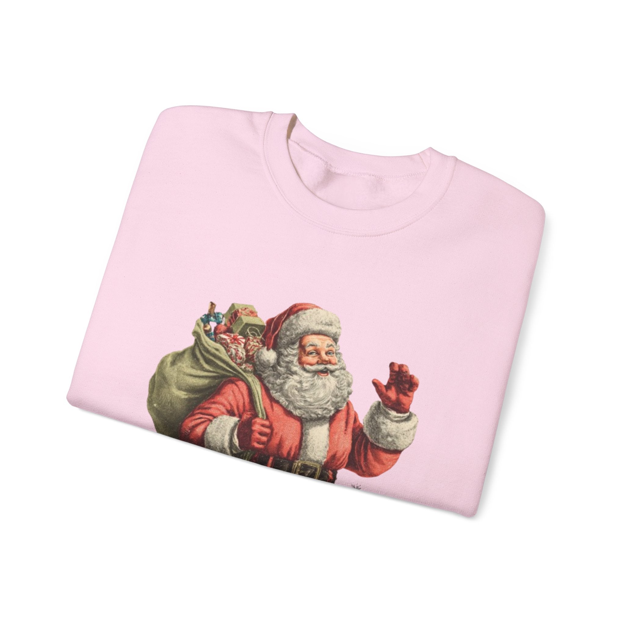 Santa Crewneck Sweatshirt — 'Here Comes Santa' Vintage Christmas Sweater