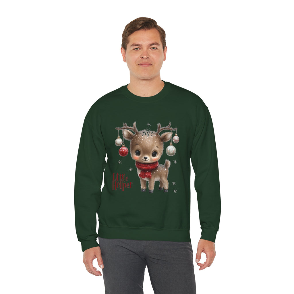 Christmas Reindeer Sweatshirt – 'Little Helper' Cute Holiday Crewneck
