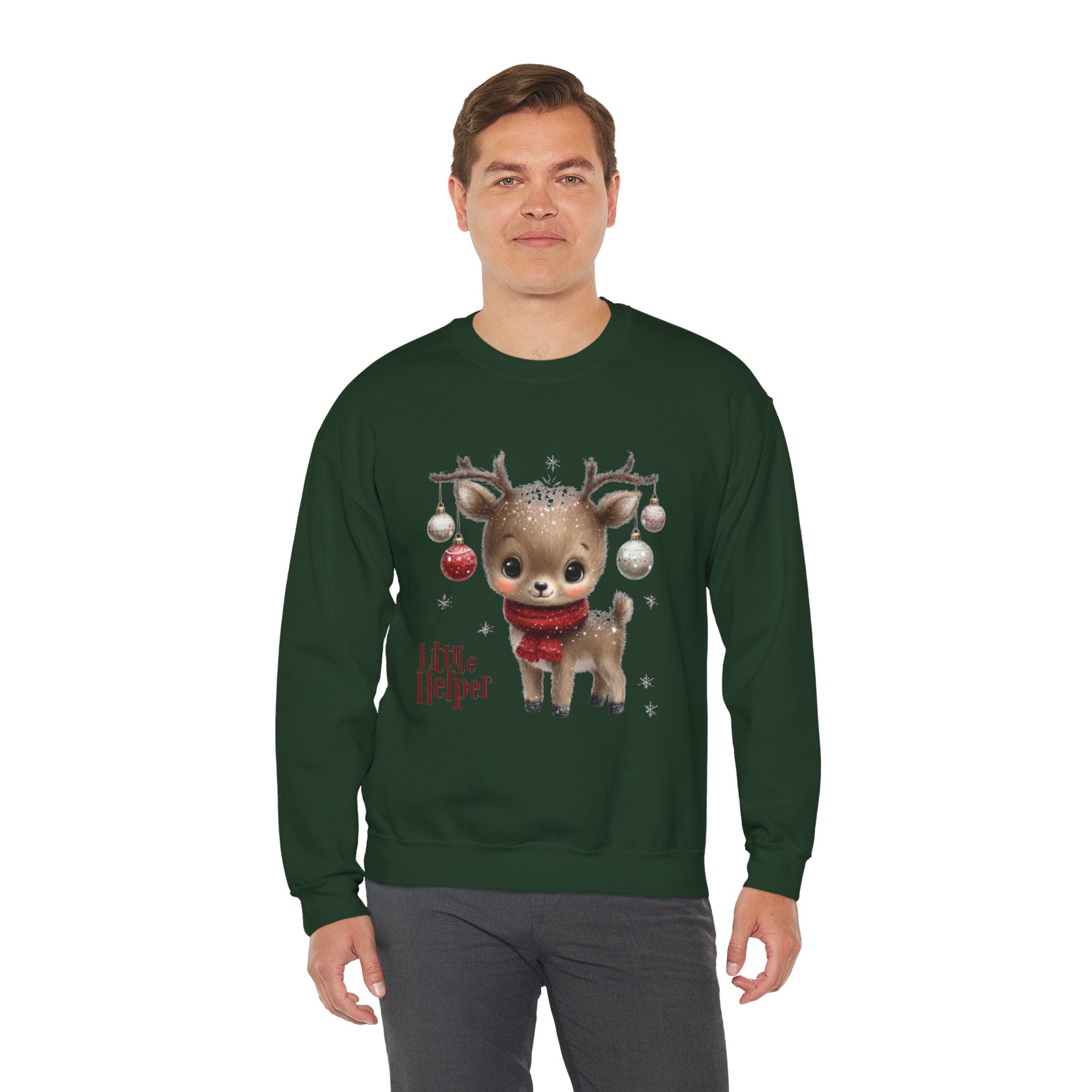 Christmas Reindeer Sweatshirt – 'Little Helper' Cute Holiday Crewneck
