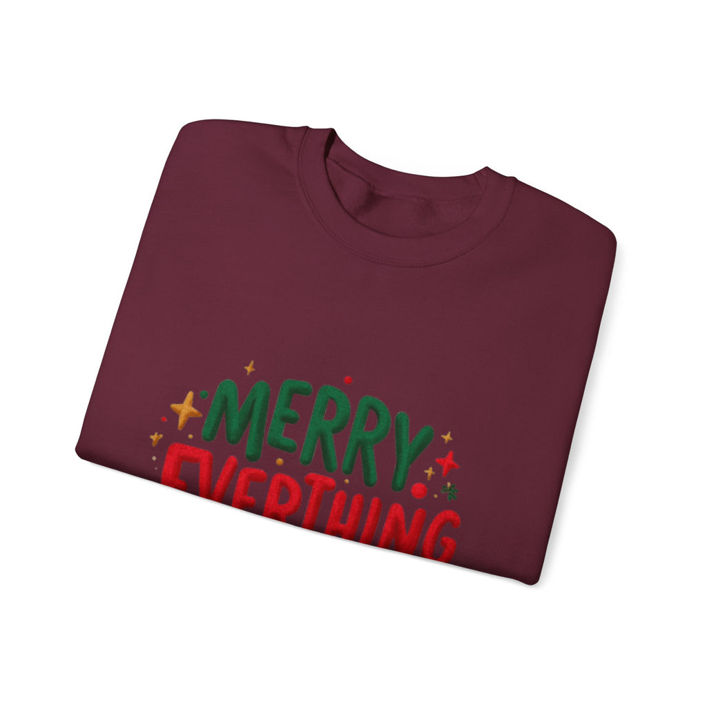 Merry Everything Crewneck Sweatshirt — Festive Holiday Graphic Pullover
