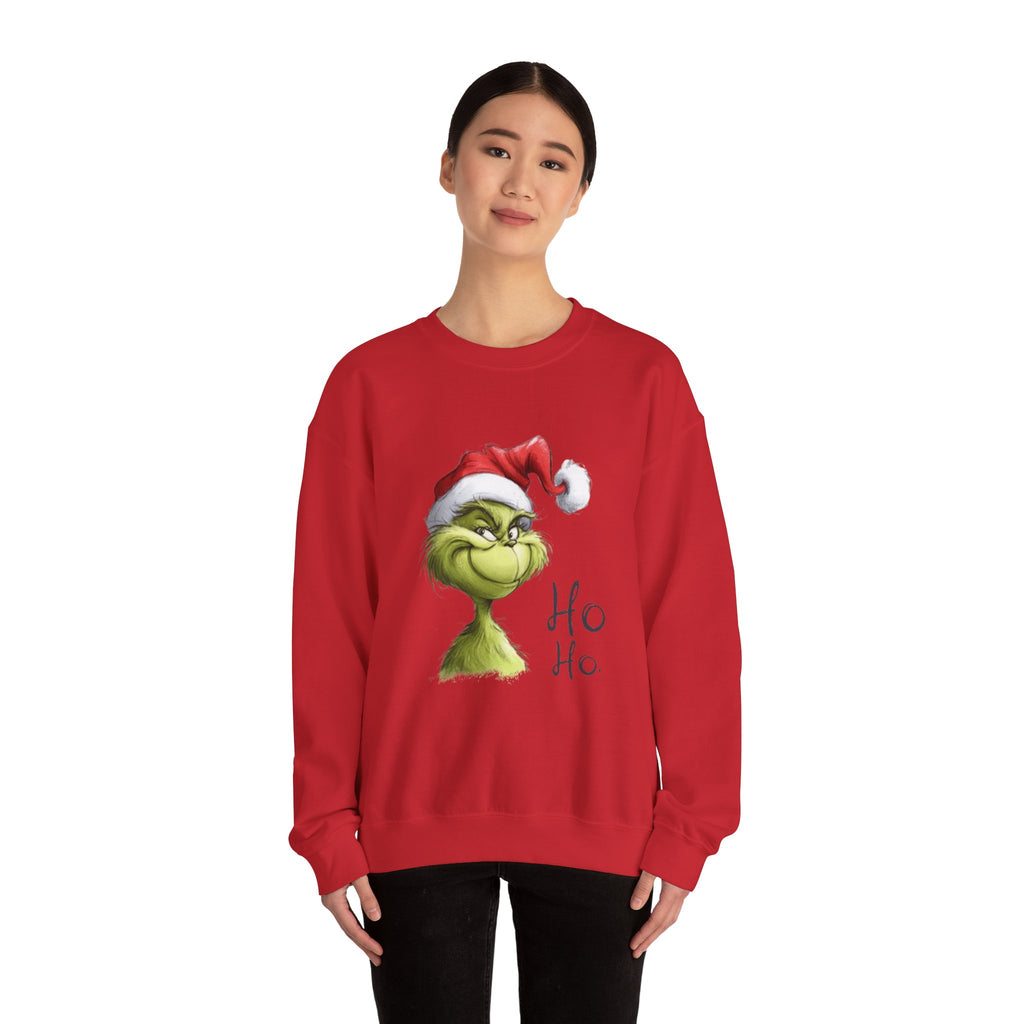 Grinch Santa Crewneck Sweatshirt — 'Ho Ho' Holiday Sweater