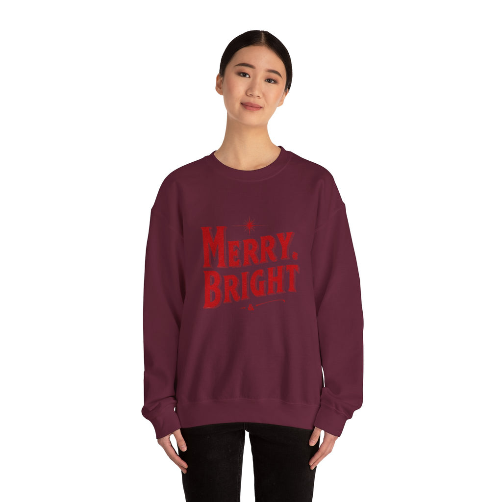 Merry & Bright Crewneck Sweatshirt — Vintage Holiday Graphic
