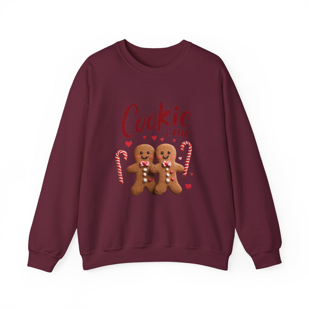 Crewneck Sweatshirt — "Cookie Love" Gingerbread Couple Holiday Sweater